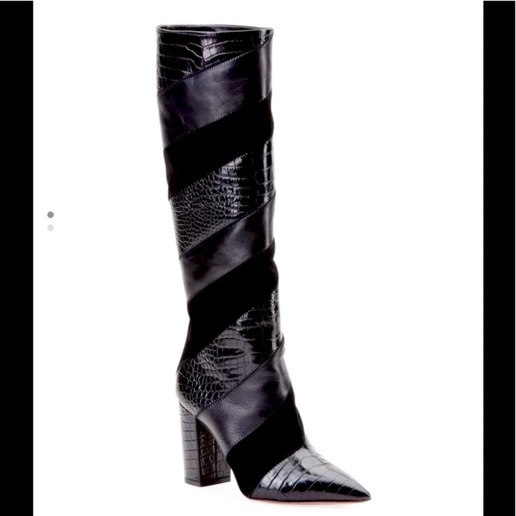 AQUAZZURA BOETTI BOOTS IN BLACK SUEDE/LEATHERS SLIP ON SIZE 8.5 - Picture 10 of 10